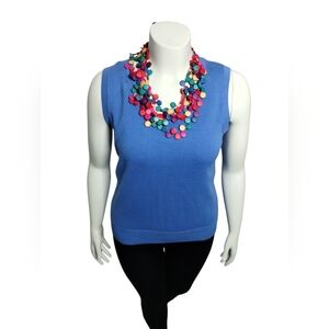 Quacker Factory Women's Royal Knit Scoop Neck Sweater Top‎ Tennis Preppy Size M